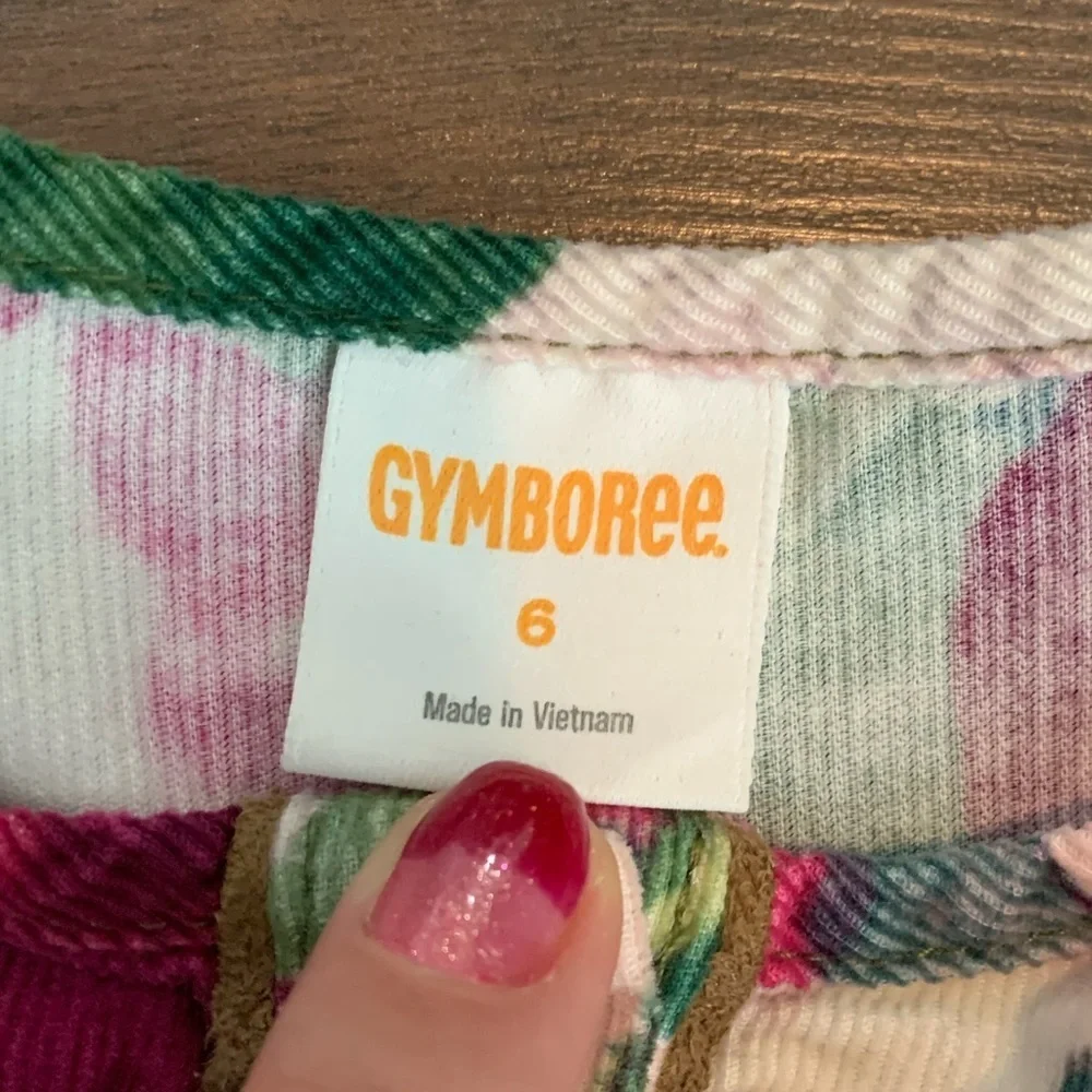 Gymboree Pink & Green Corduroy Floral Short Sleeve Dress